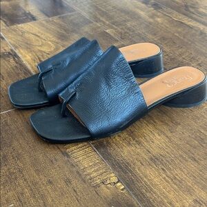 Franco Sarto Black Leather Slide Mules